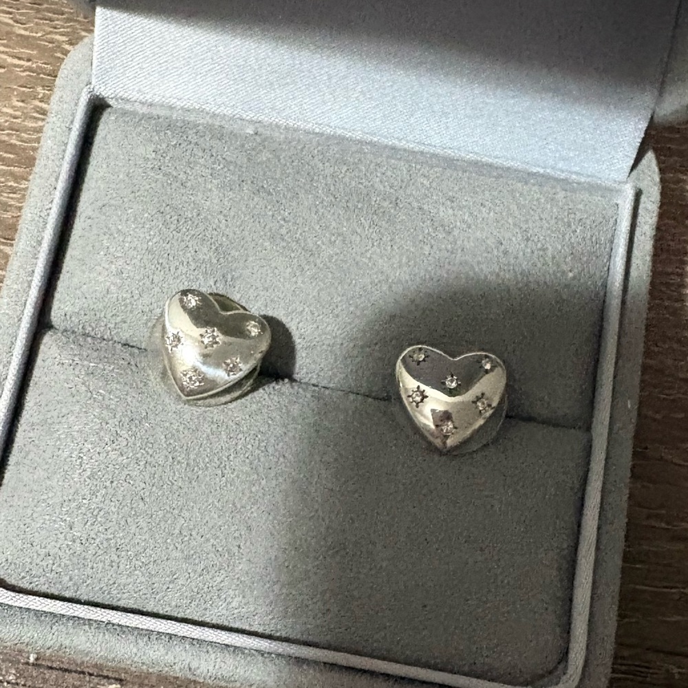 Brighton Sterling Silver Heart Stud Earrings with Star Accents - Silver